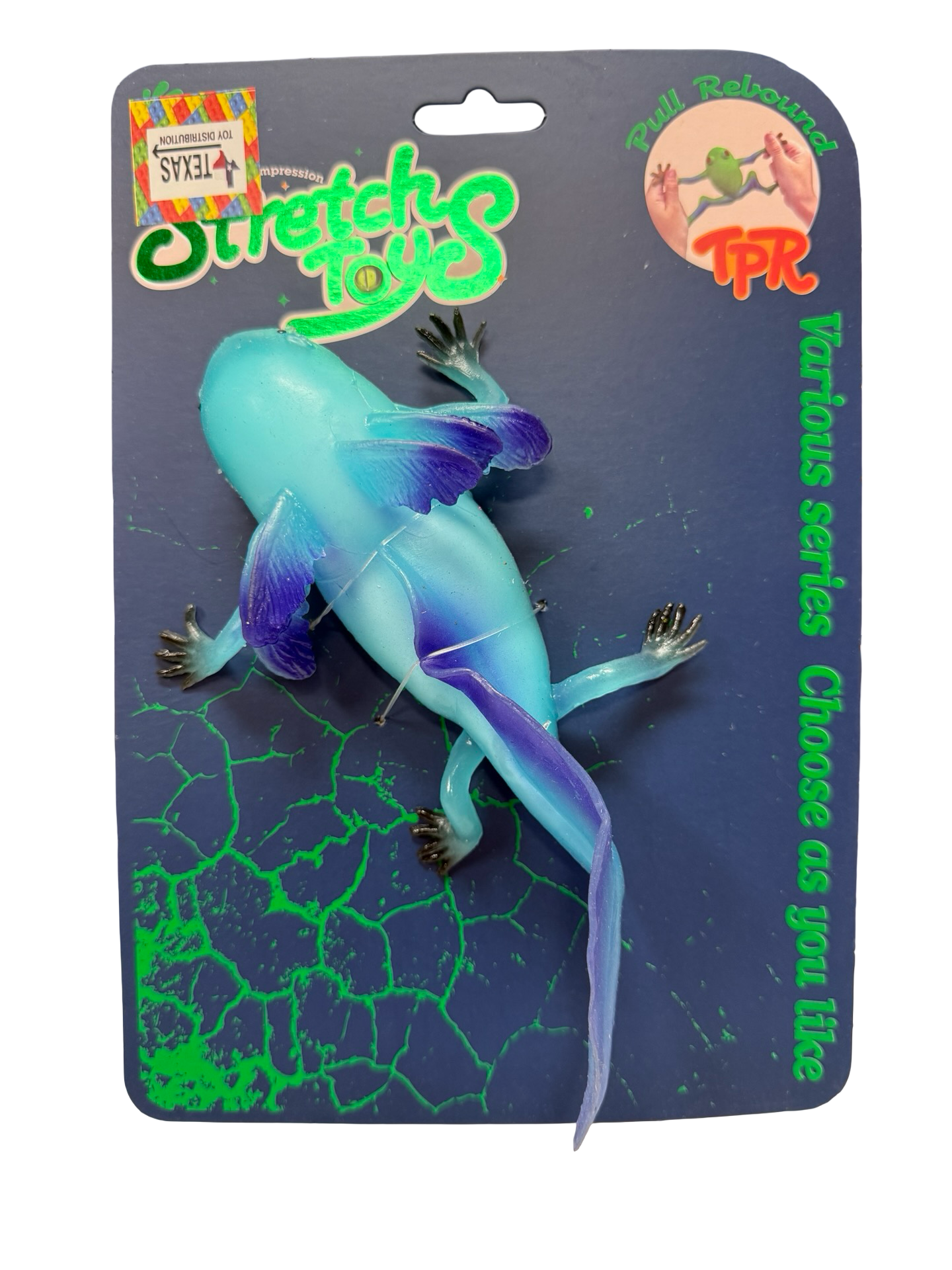 Texas Toy Distribution - Blue Axolotl Squishy and Stretchy Toy