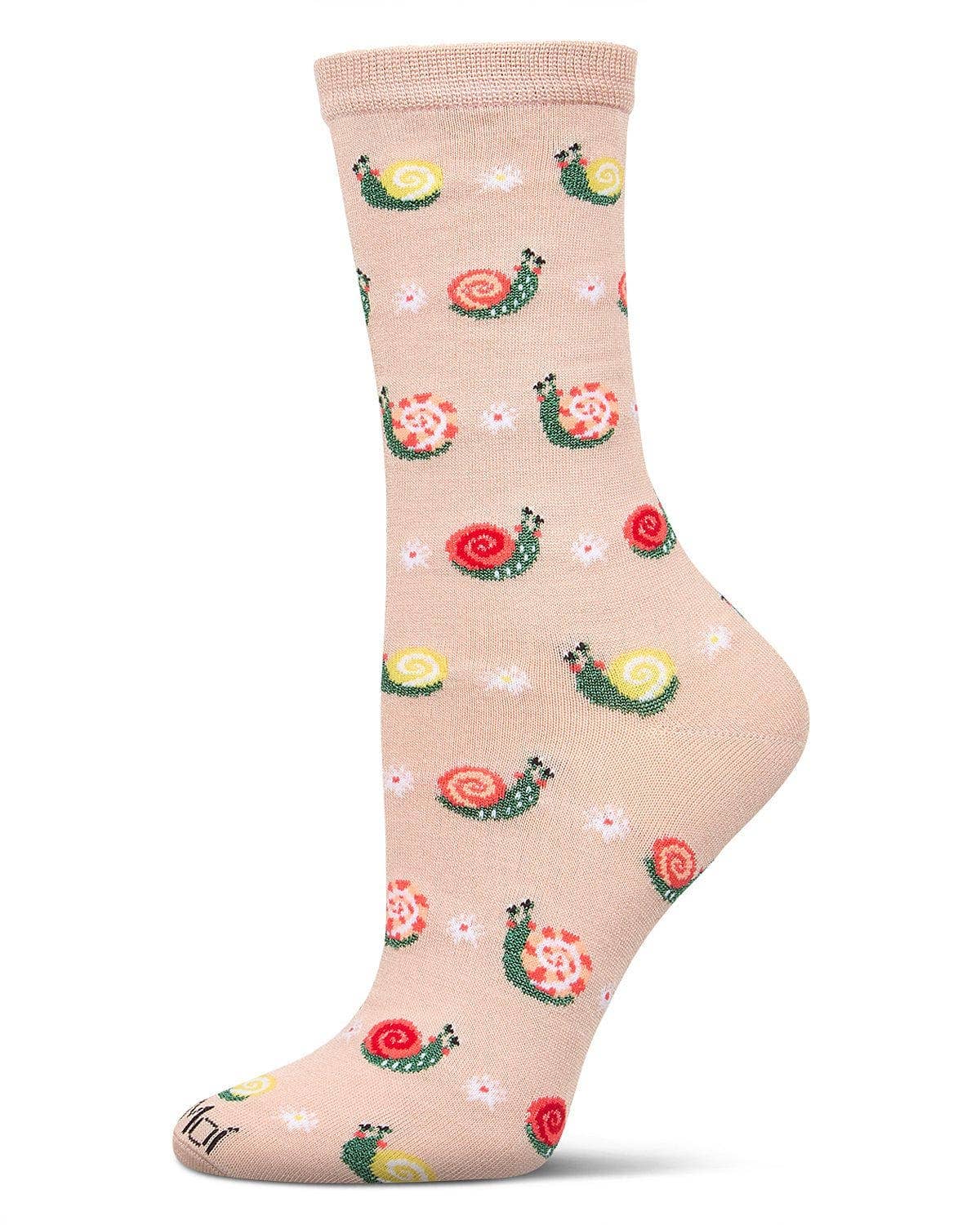 Infinity Classics International Inc. - Women's Snails Rayon From Bamboo Crew Socks: Blush / 9-11