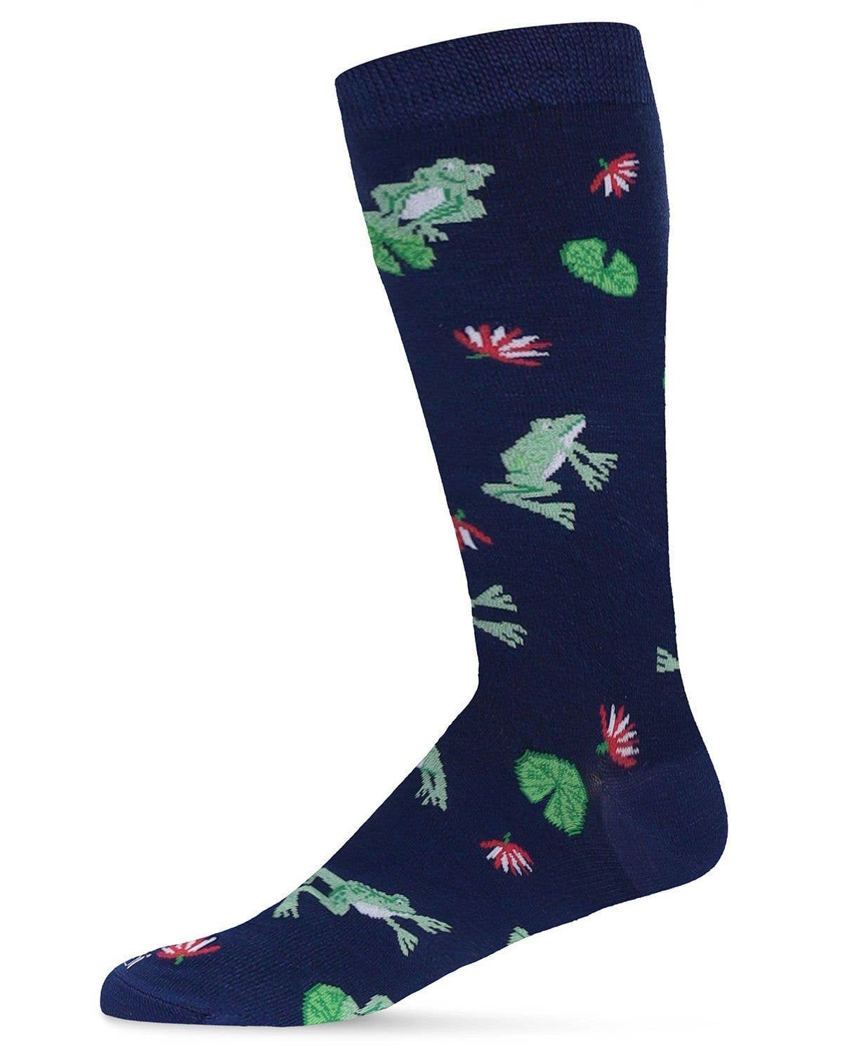 Infinity Classics International Inc. - Men's Frogs Bamboo Crew Socks: Navy / 10-13